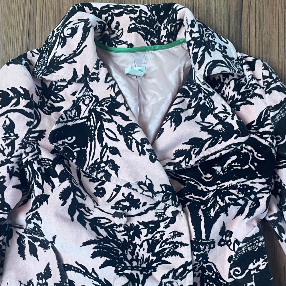 Odille Elegant Black and Pink Pea Coat - Picture 3 of 5